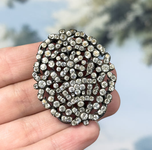 Georgian Black Dot Paste Buckle Brooch in Silver