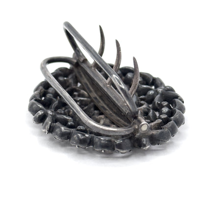 Georgian Black Dot Paste Buckle Brooch in Silver