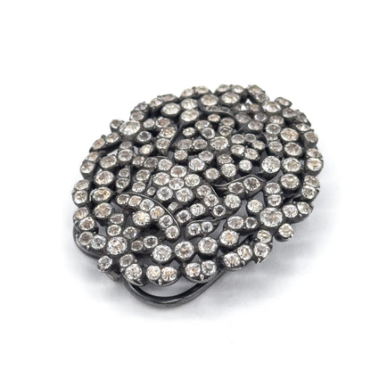 Georgian Black Dot Paste Buckle Brooch in Silver