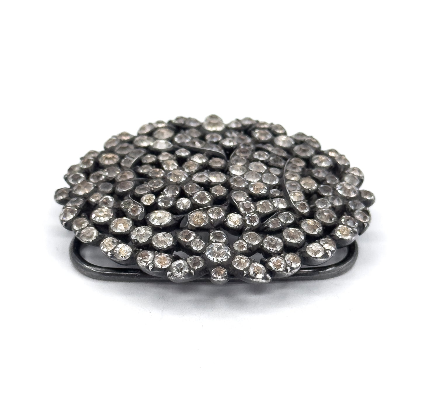 Georgian Black Dot Paste Buckle Brooch in Silver
