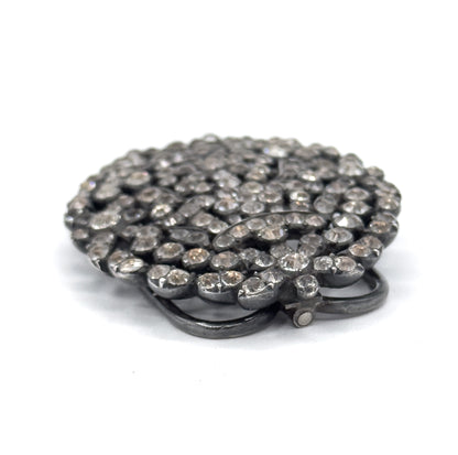 Georgian Black Dot Paste Buckle Brooch in Silver