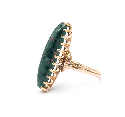 Antique Bloodstone Navette Ring in Gold