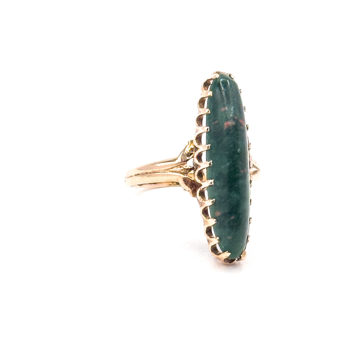 Antique Bloodstone Navette Ring in Gold