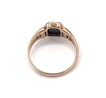 Victorian Bloodstone Signet Ring "H" in Rose Gold
