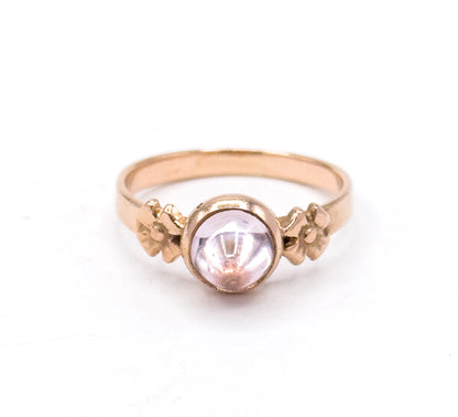 Vintage Russian Ring with Pink Cabochon Quartz in Rose Gold