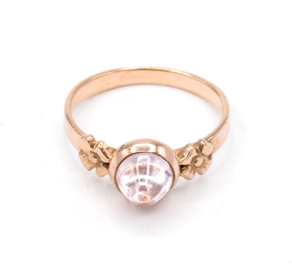 Vintage Russian Ring with Pink Cabochon Quartz in Rose Gold