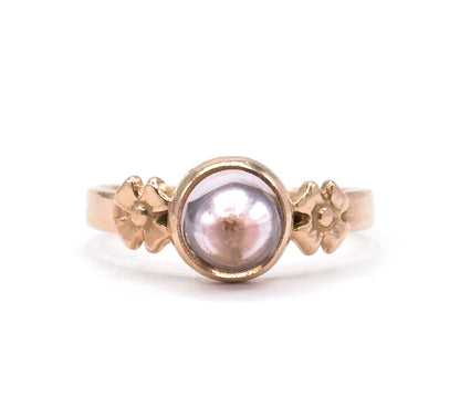 Vintage Russian Ring with Pink Cabochon Quartz in Rose Gold