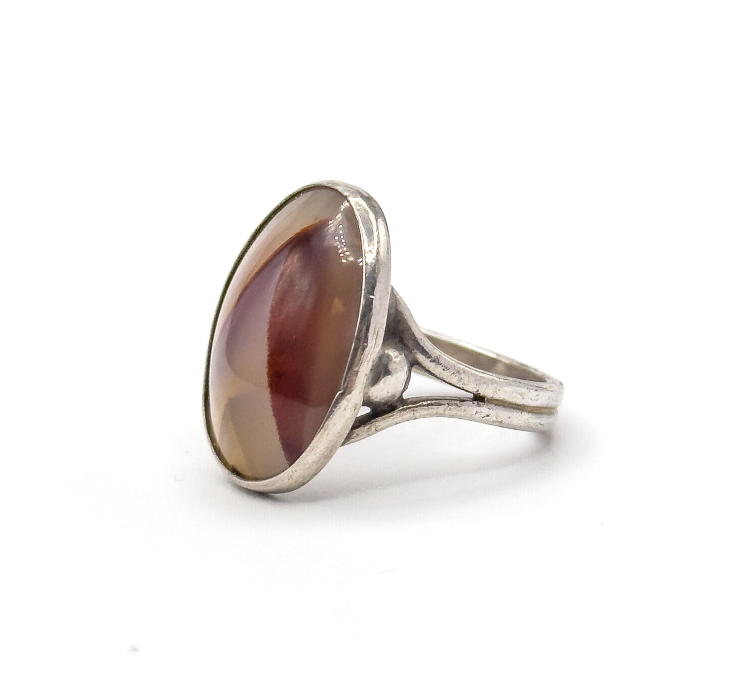 Vintage Striated Agate Ring in Silver