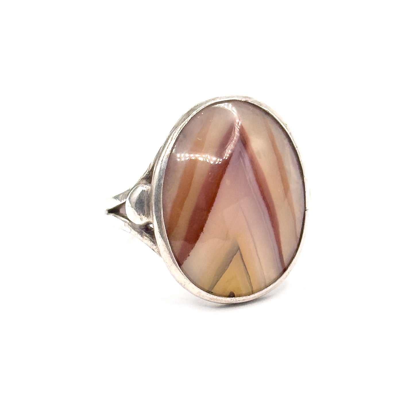 Vintage Striated Agate Ring in Silver