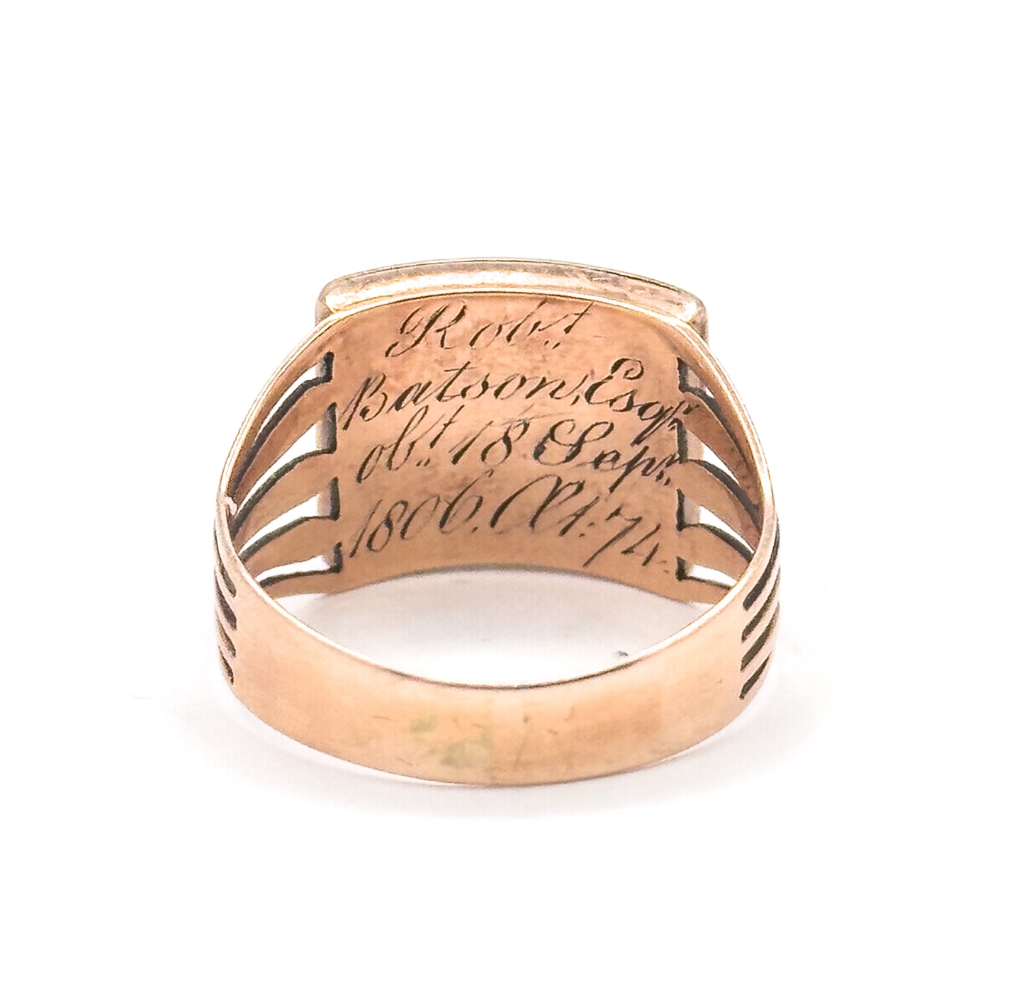 Georgian Enamel Sentimental Mourning Ring with Hairwork Compartment
