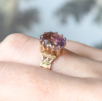 Victorian Amethyst Ring in 10K Rose Gold