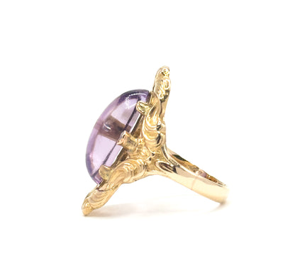 Vintage Cabochon Amethyst & Diamond Ring in 12K Gold