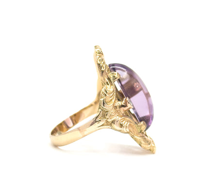Vintage Cabochon Amethyst & Diamond Ring in 12K Gold