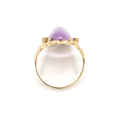 Vintage Cabochon Amethyst & Diamond Ring in 12K Gold