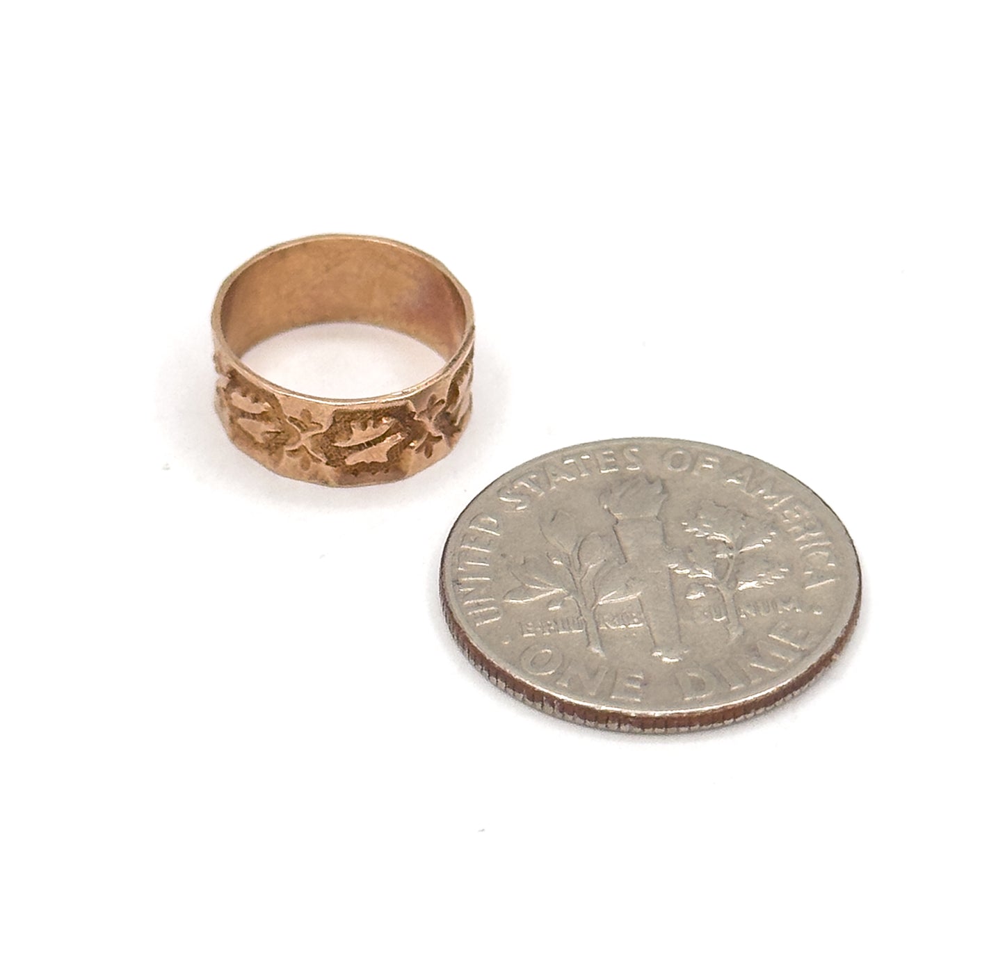 Victorian Wide Band Childs Ring in 10K Rose Gold