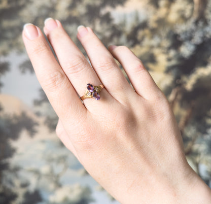 Antique Amethyst & Diamond Moi et Toi Ring in 14K Rose Gold