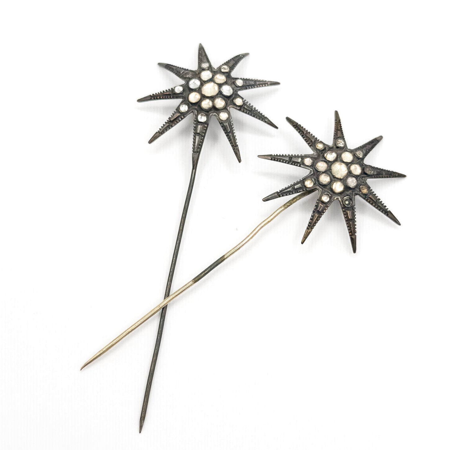 Victorian Paste Star Findings / Stickpins in Mixed Metals - AS IS