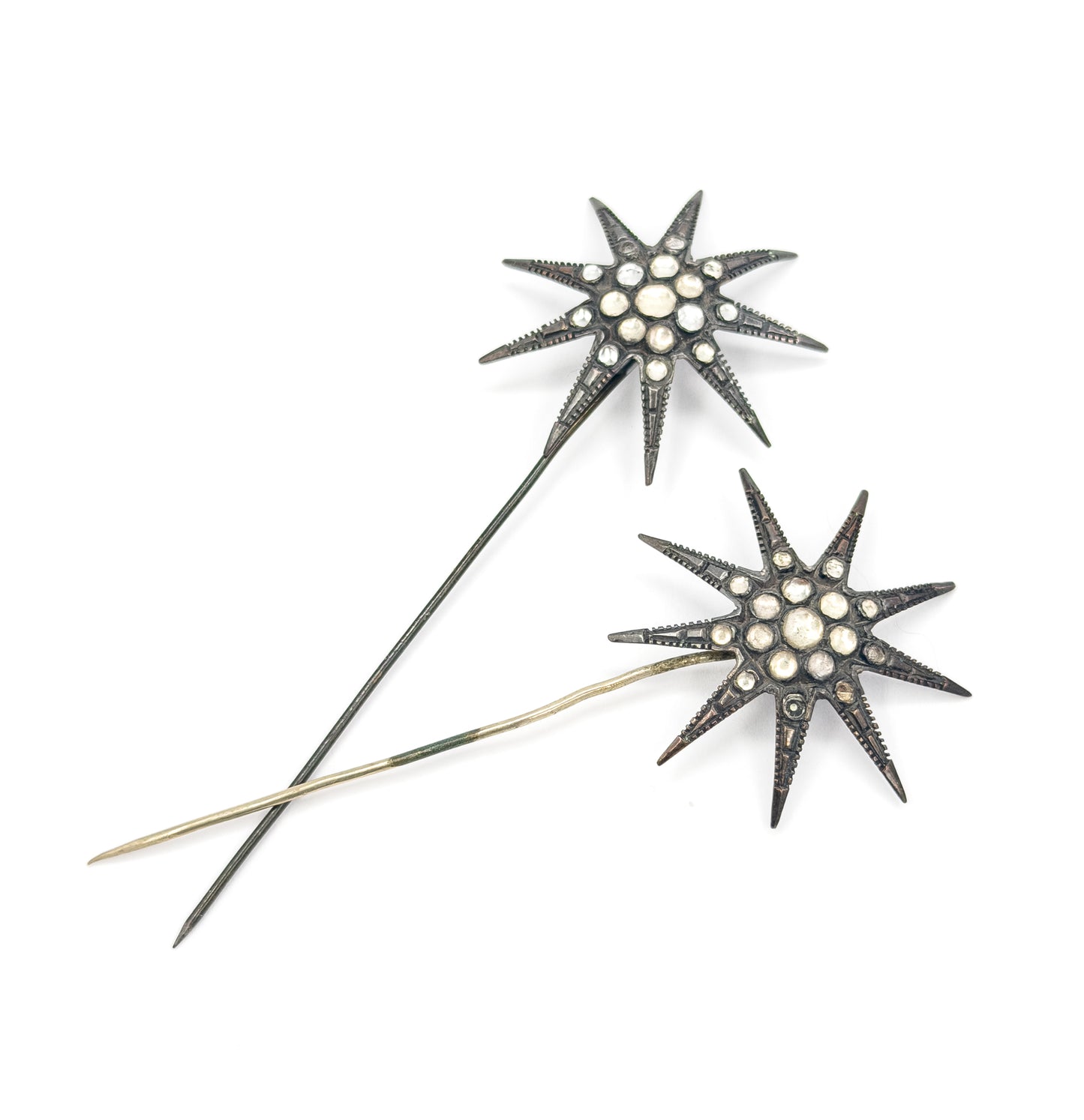 Victorian Paste Star Findings / Stickpins in Mixed Metals - AS IS