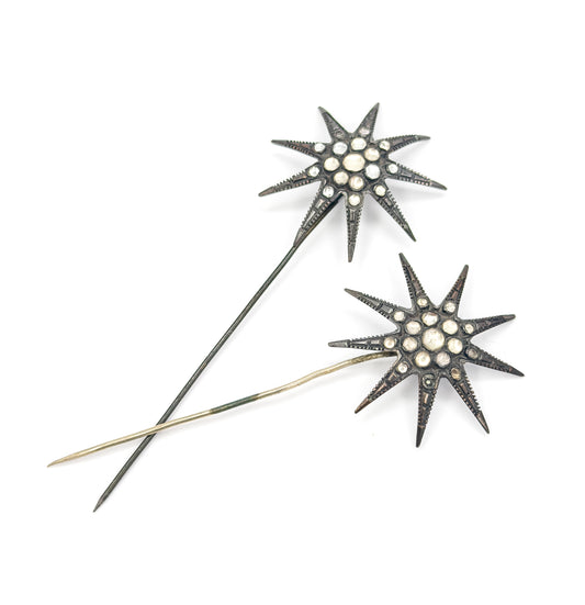 Victorian Paste Star Findings / Stickpins in Mixed Metals - AS IS