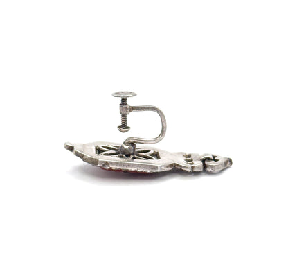Art Deco Paste & Molded Glass Drop Earrings in Sterling Silver