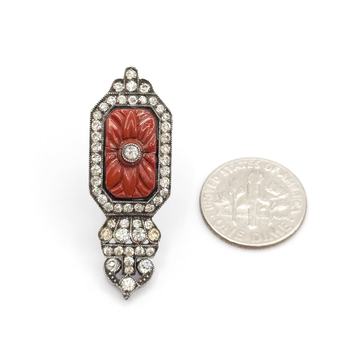 Art Deco Paste & Molded Glass Drop Earrings in Sterling Silver