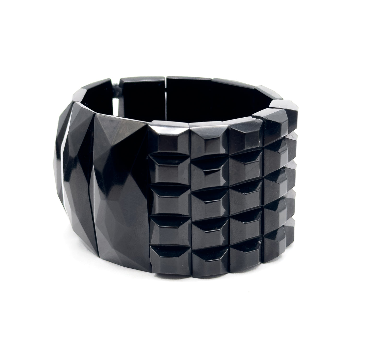 Victorian Carved Whitby Jet Cuff Bracelet