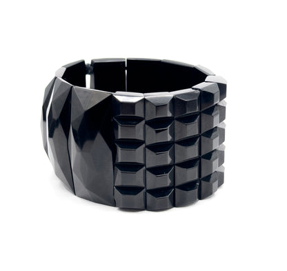 Victorian Carved Whitby Jet Cuff Bracelet