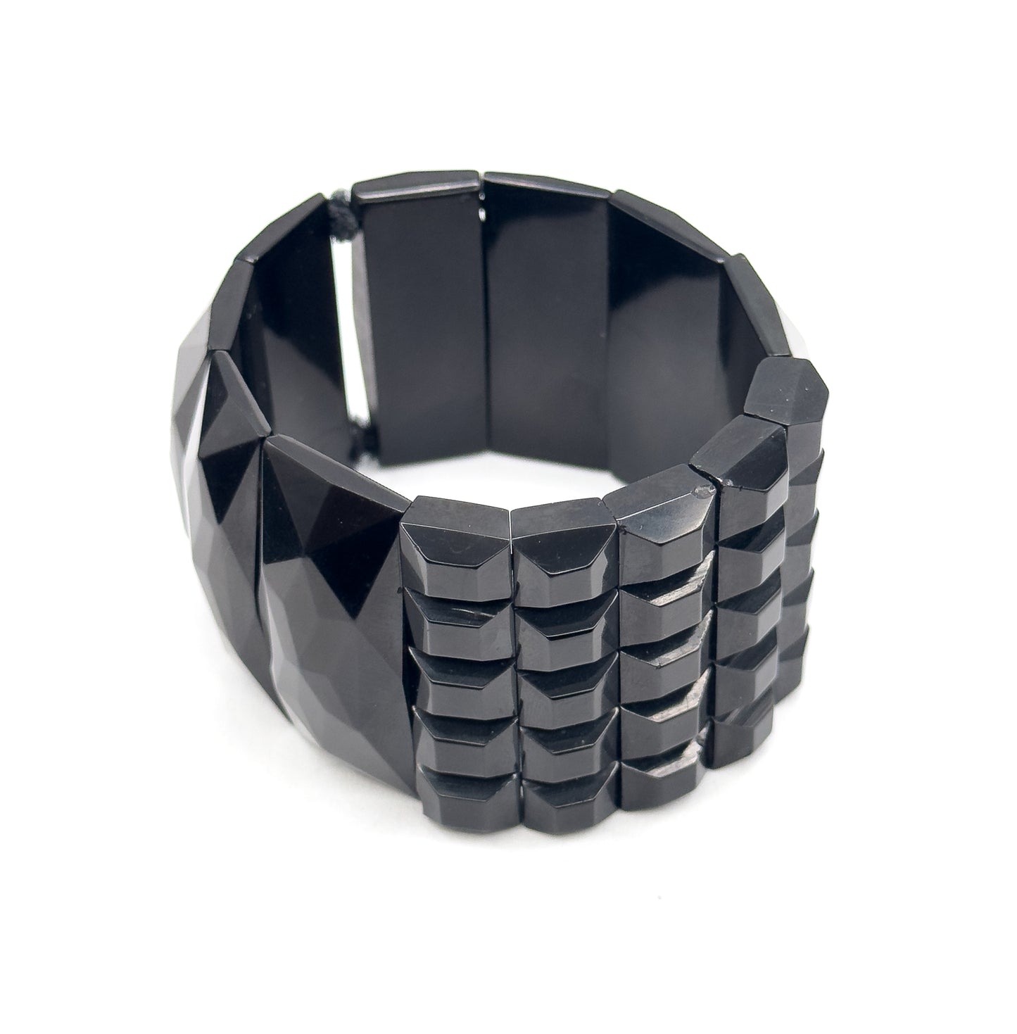 Victorian Carved Whitby Jet Cuff Bracelet