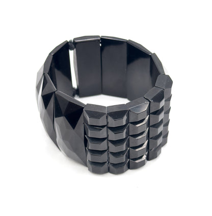 Victorian Carved Whitby Jet Cuff Bracelet