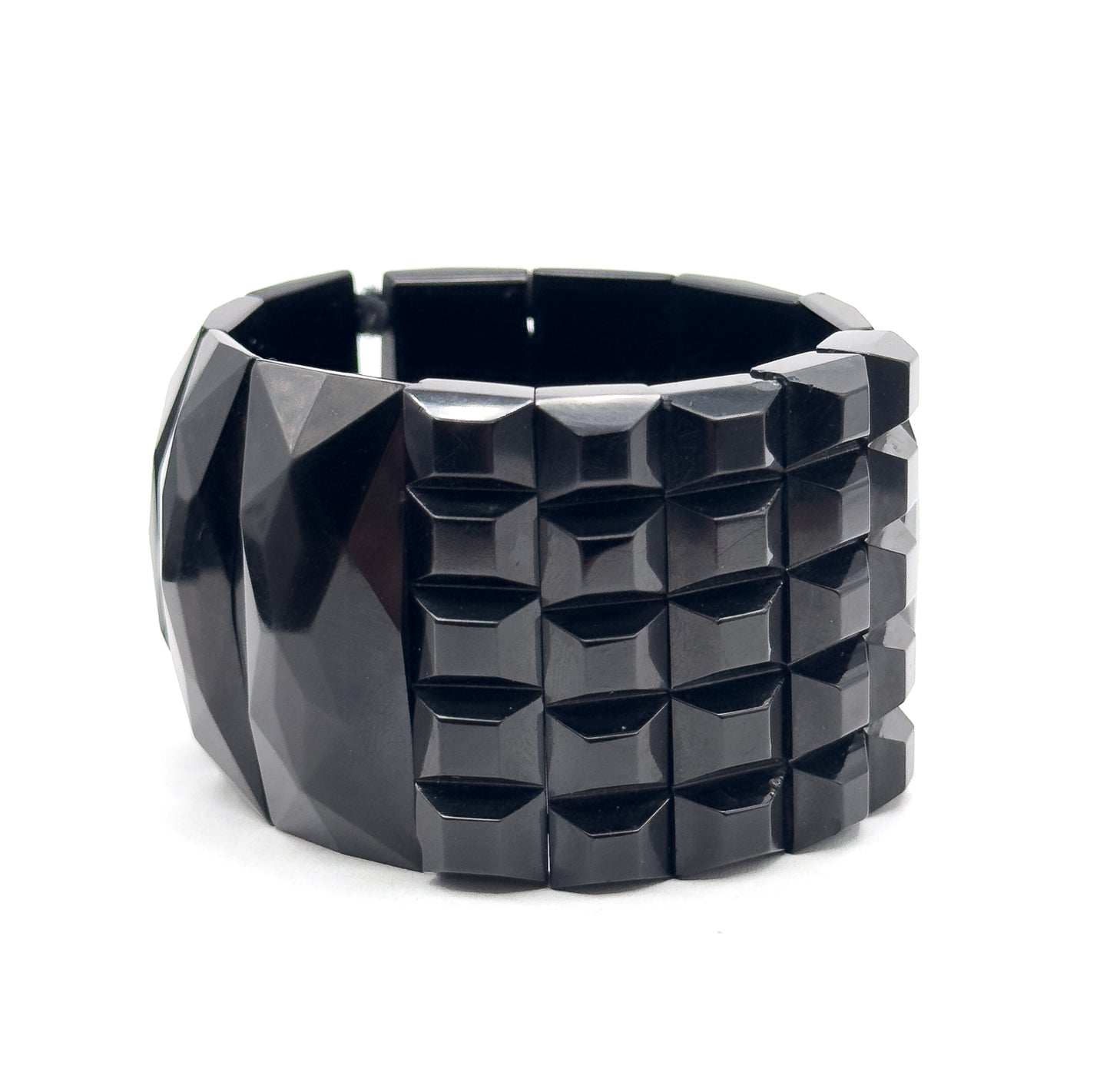 Victorian Carved Whitby Jet Cuff Bracelet