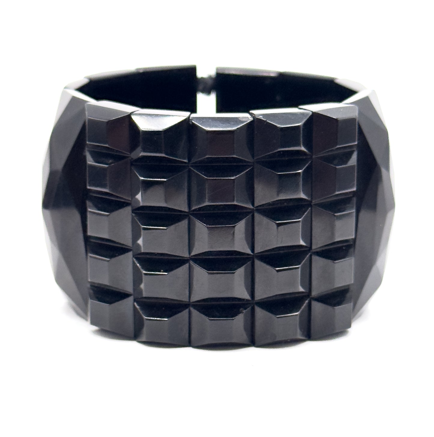 Victorian Carved Whitby Jet Cuff Bracelet