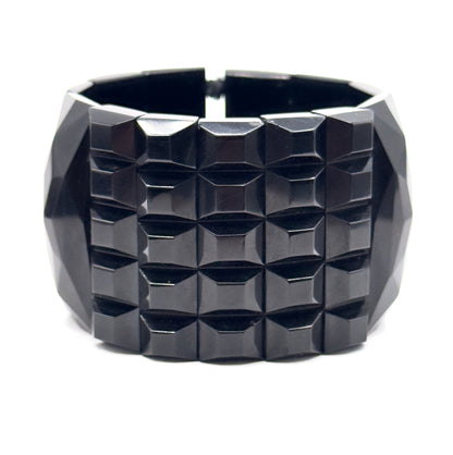 Victorian Carved Whitby Jet Cuff Bracelet