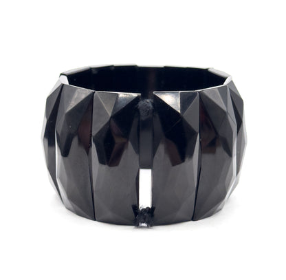 Victorian Carved Whitby Jet Cuff Bracelet