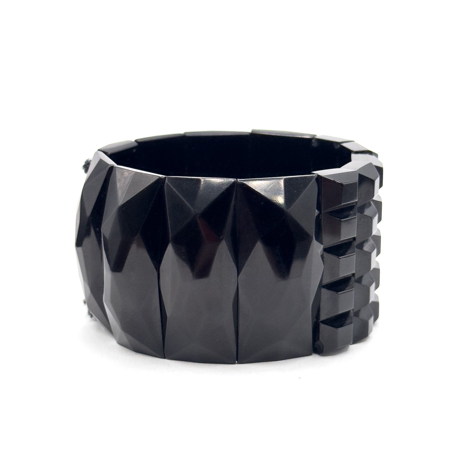 Victorian Carved Whitby Jet Cuff Bracelet
