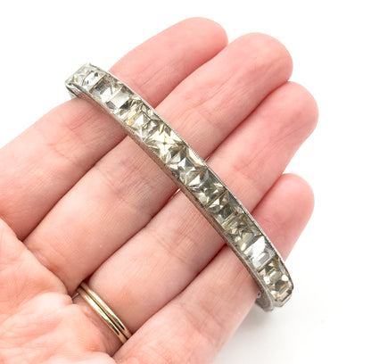 Art Deco Paste Diamonbar Style Hinged Bracelet in Sterling Silver