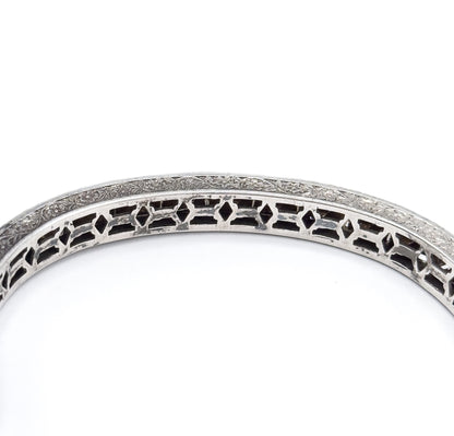 Art Deco Paste Diamonbar Style Hinged Bracelet in Sterling Silver