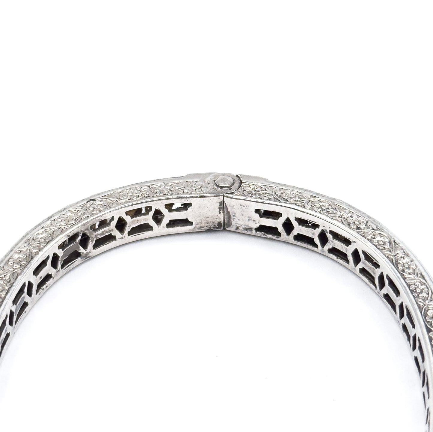 Art Deco Paste Diamonbar Style Hinged Bracelet in Sterling Silver