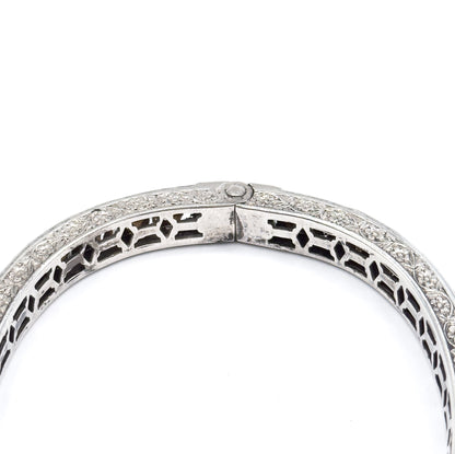 Art Deco Paste Diamonbar Style Hinged Bracelet in Sterling Silver