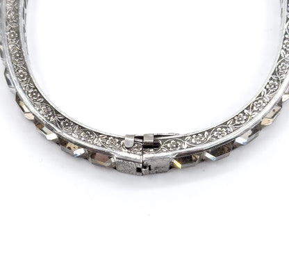Art Deco Paste Diamonbar Style Hinged Bracelet in Sterling Silver