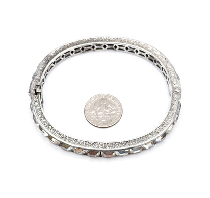 Art Deco Paste Diamonbar Style Hinged Bracelet in Sterling Silver