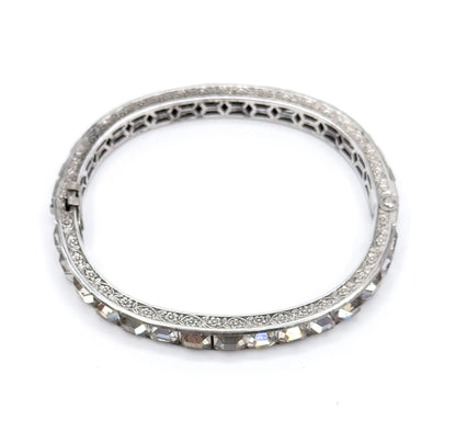 Art Deco Paste Diamonbar Style Hinged Bracelet in Sterling Silver