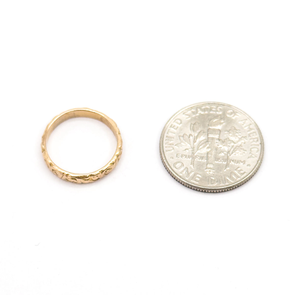 Art Nouveau Swirl Baby Ring in 12K Yellow Gold
