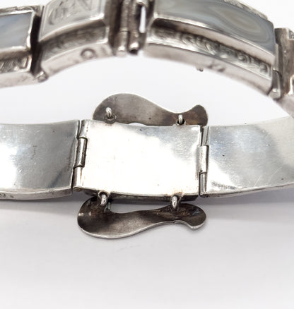 Victorian Scottish Montrose Agate Buckle Bracelet in Silver