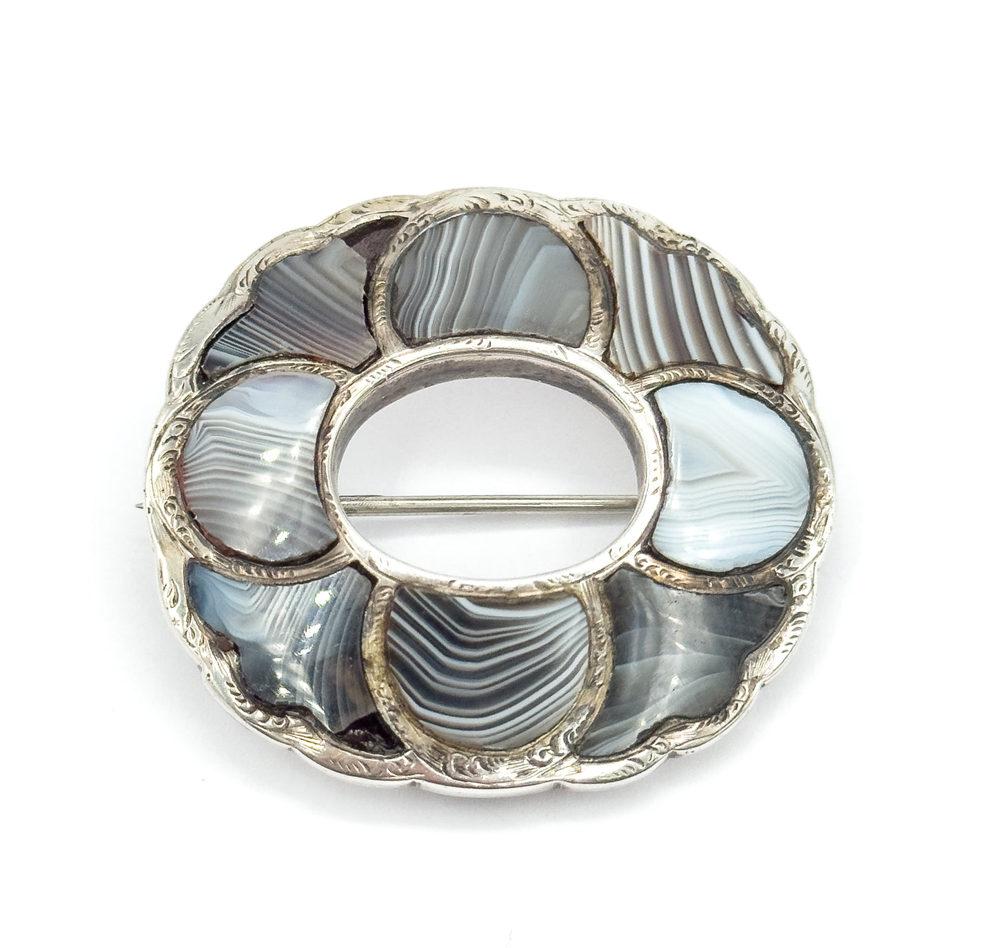 Victorian Scottish Agate Brooch in Silver