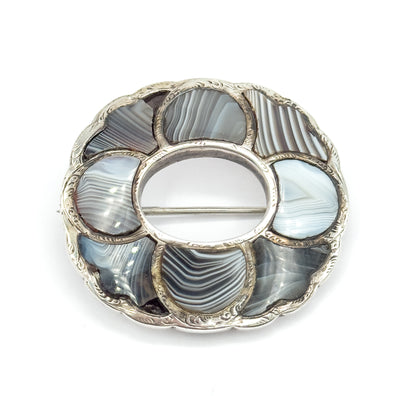Victorian Scottish Agate Brooch in Silver