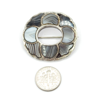 Victorian Scottish Agate Brooch in Silver