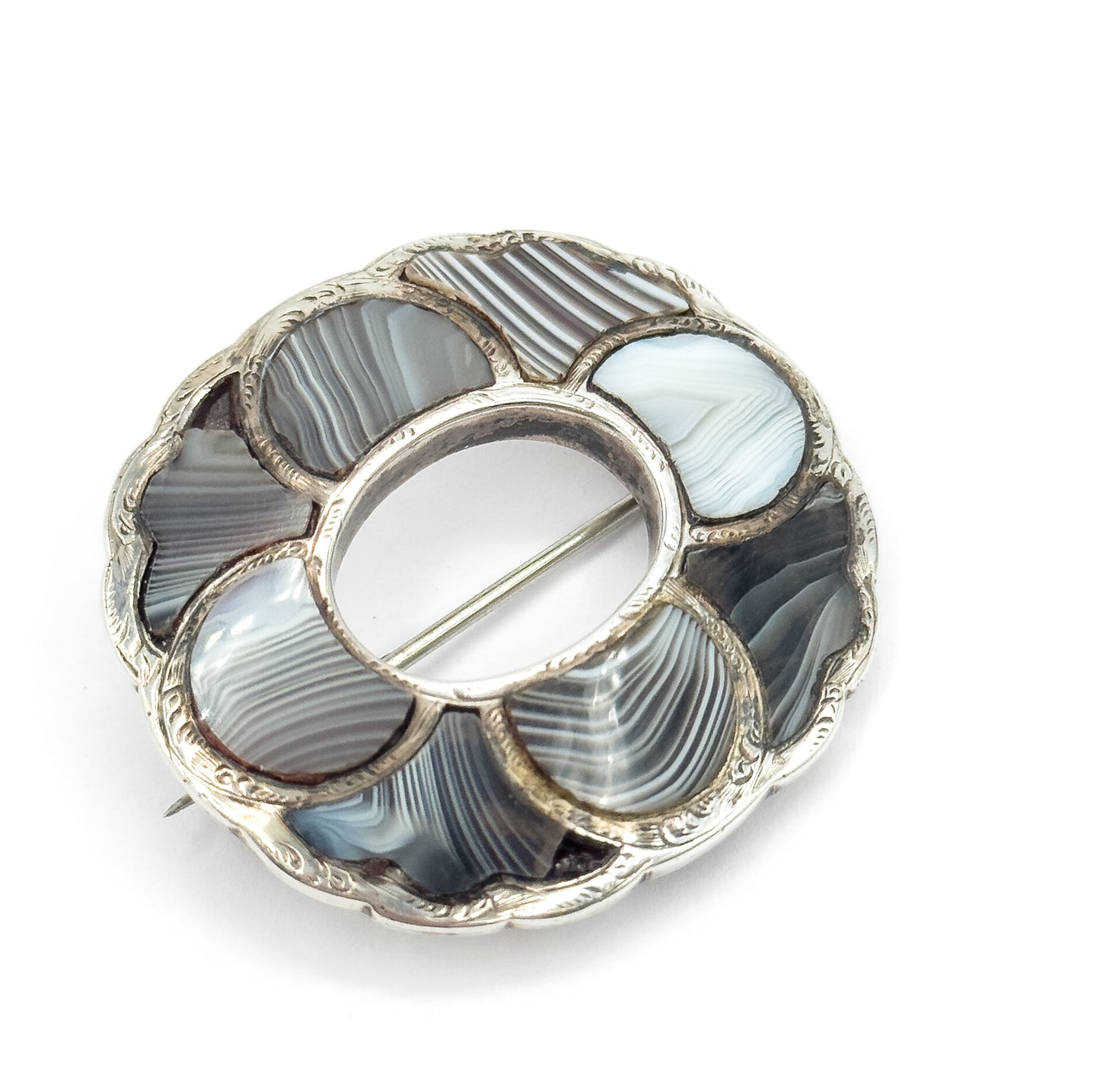 Victorian Scottish Agate Brooch in Silver