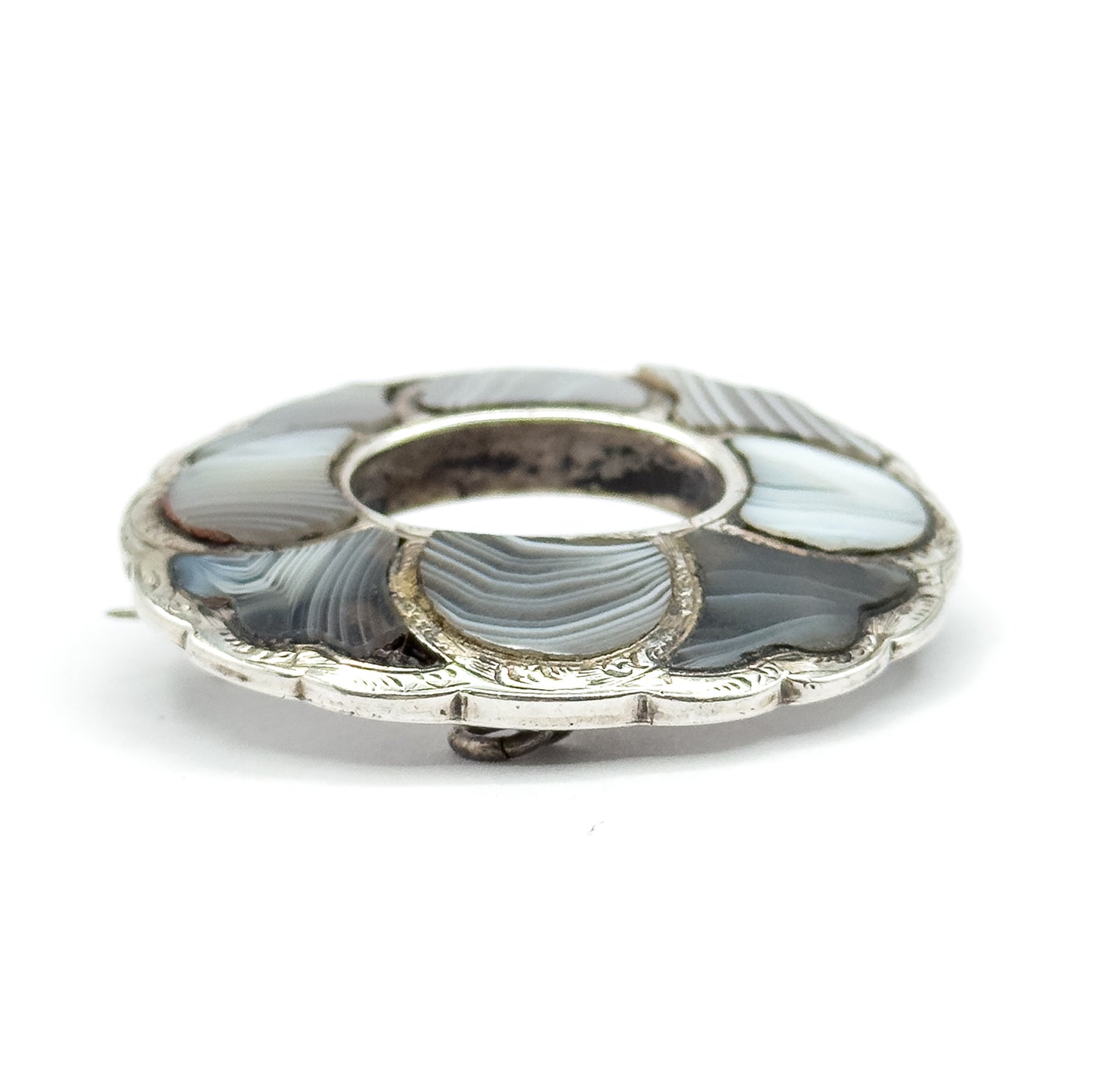 Victorian Scottish Agate Brooch in Silver