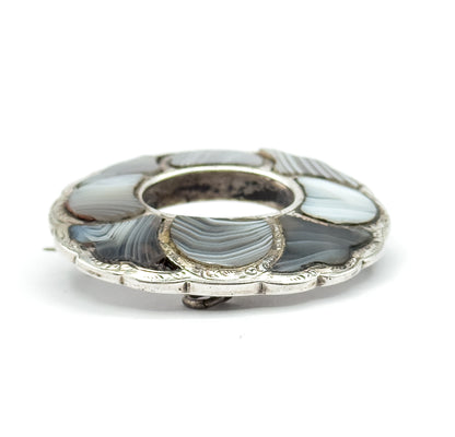 Victorian Scottish Agate Brooch in Silver