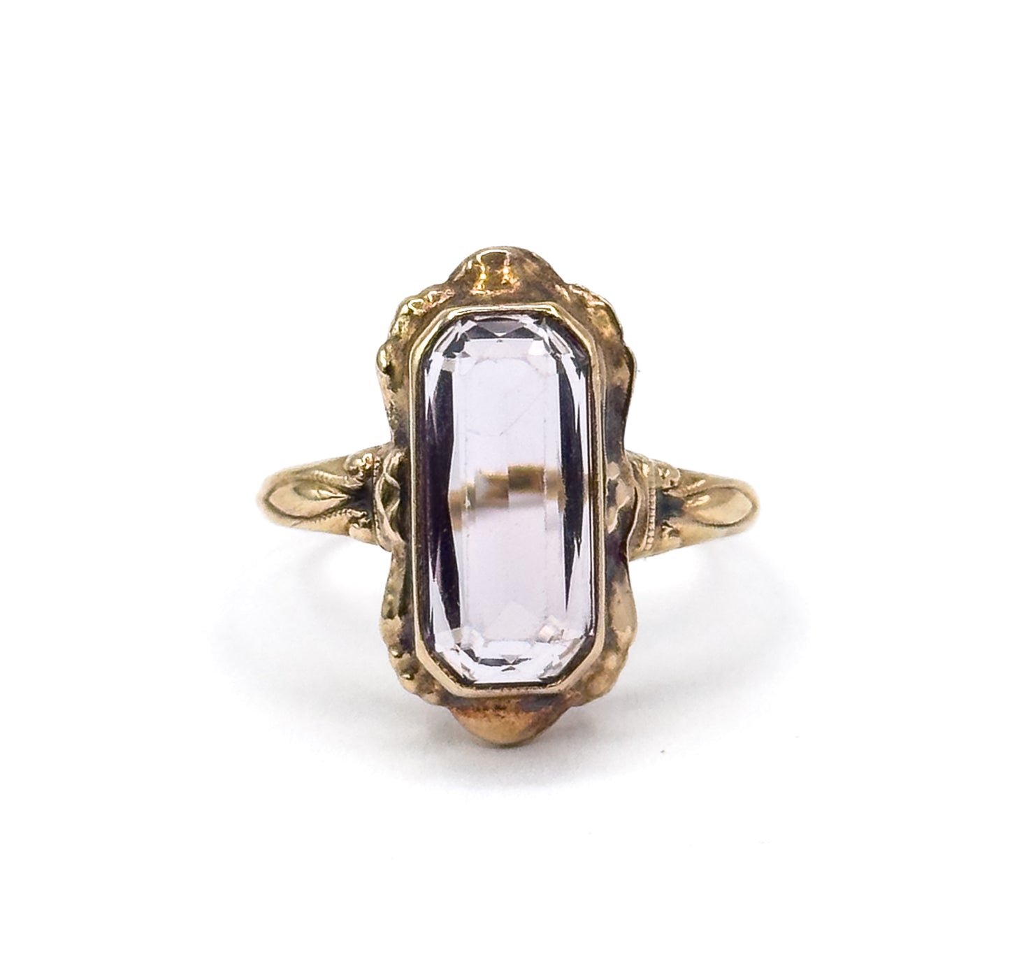 Antique Step Cut Purple amethyst Ring in 10K Gold